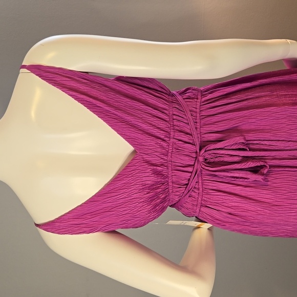 Taylor Pink V-Neck Sleeveless Tie Waist Lined 2 Pocket Maxi Dress Size Small - Picture 5 of 14